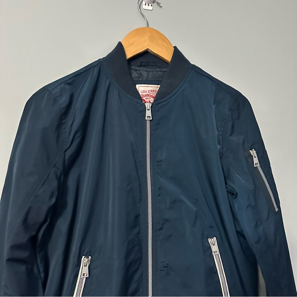 Levi’s Navy MA-1 Bomber Jacket Zip Utility Chic Gorpcore Size M - Picture 5 of 16